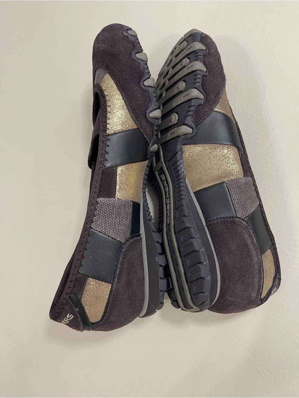 Skechers Brown Patchwork Biker Mary Jane Shoes Sz 6.5 - Picture 5 of 8